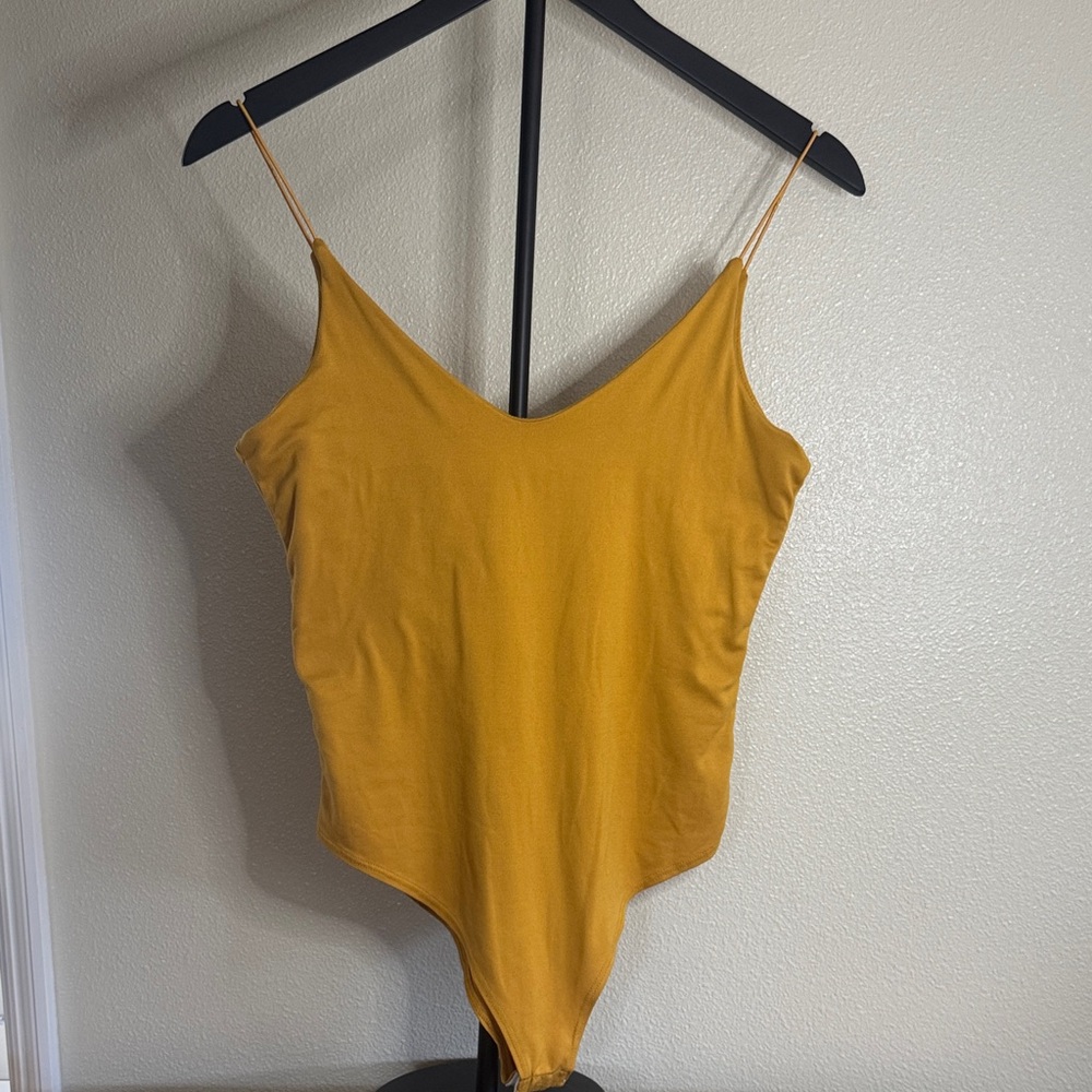 Mustard‎ Yellow Spaghetti Strap Bodysuit from Gaze